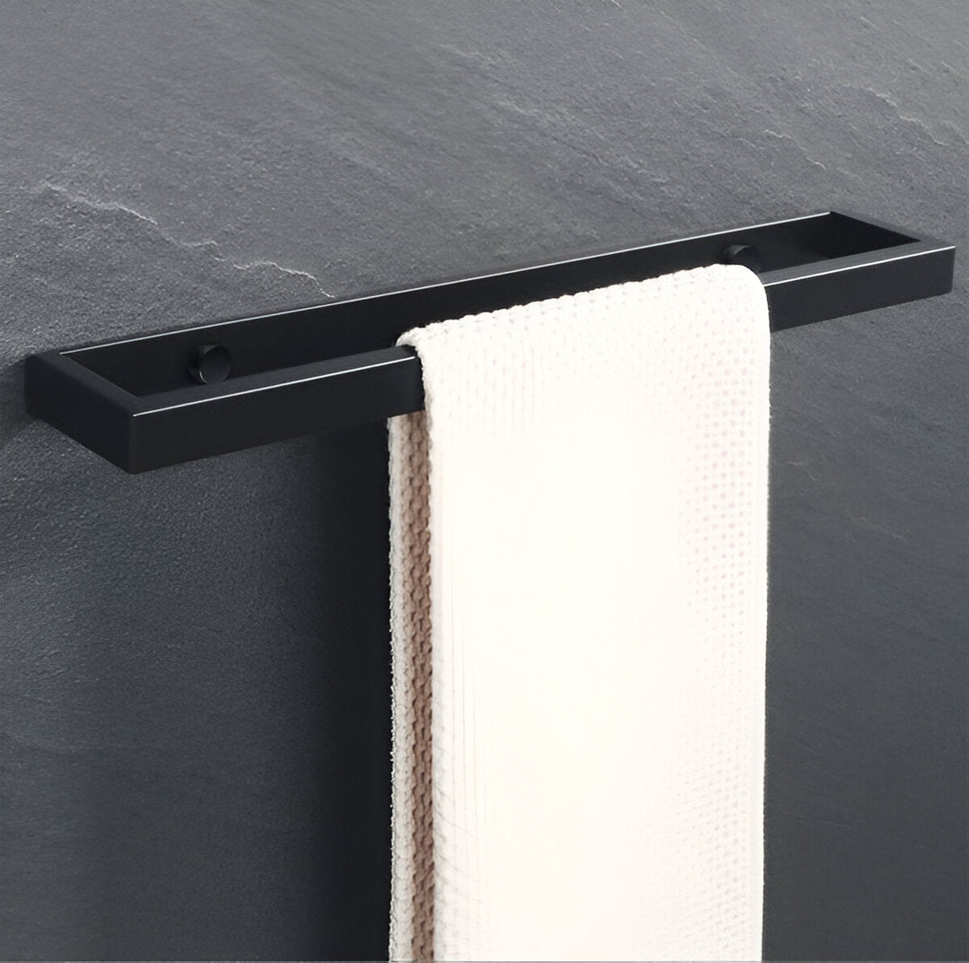Lisslune | Uni-Black Stainless Steel Towel Rail – Matte Black Wall-Mounted Bathroom & Kitchen Holder