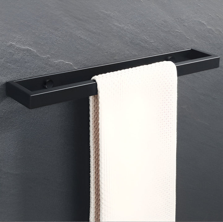 Lisslune | Uni-Black Stainless Steel Towel Rail – Matte Black Wall-Mounted Bathroom & Kitchen Holder