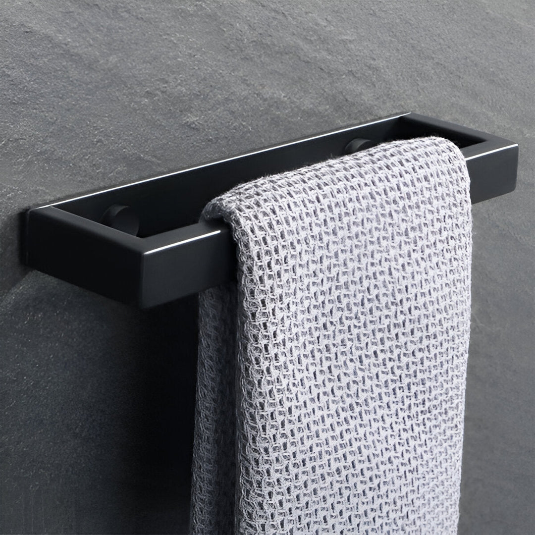 Lisslune | Uni-Black Stainless Steel Towel Rail – Matte Black Wall-Mounted Bathroom & Kitchen Holder