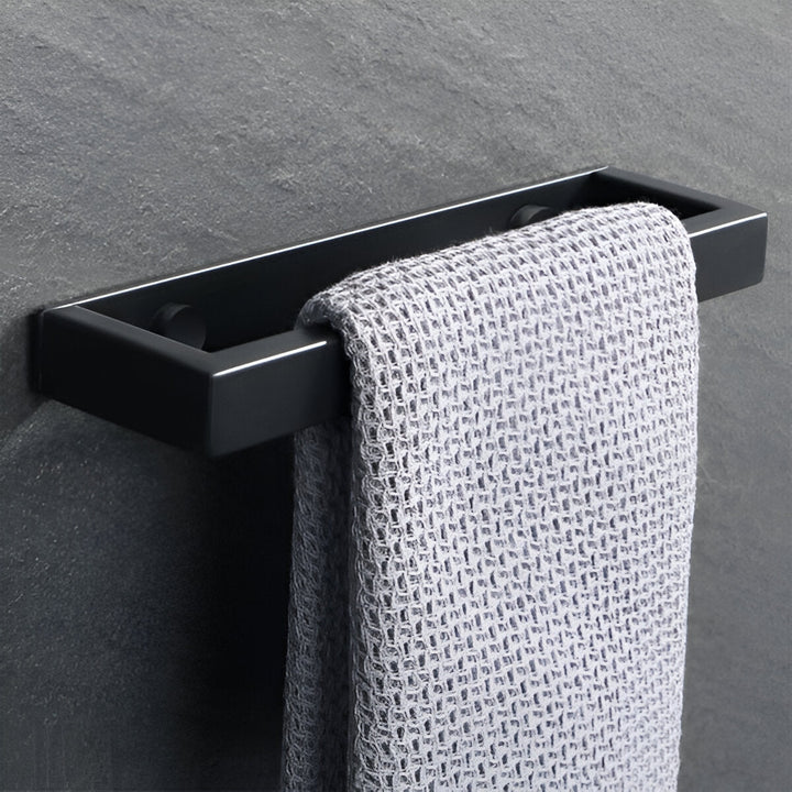 Lisslune | Uni-Black Stainless Steel Towel Rail – Matte Black Wall-Mounted Bathroom & Kitchen Holder