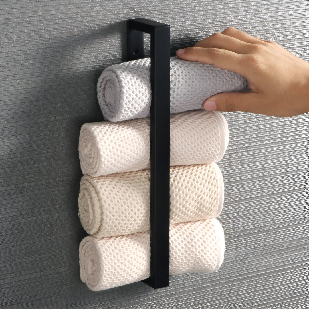Lisslune | Uni-Black Stainless Steel Towel Rail – Matte Black Wall-Mounted Bathroom & Kitchen Holder