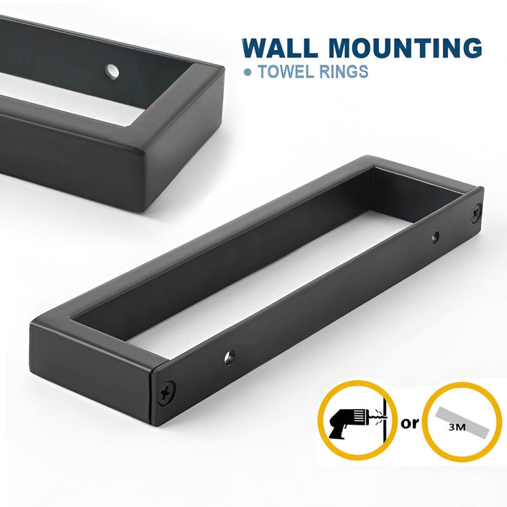 Lisslune | Uni-Black Stainless Steel Towel Rail – Matte Black Wall-Mounted Bathroom & Kitchen Holder