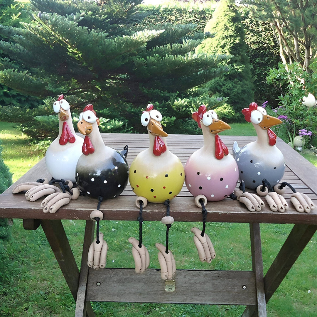 Lisslune | Whimsy Big-Eyed Rooster Garden Statue – Weatherproof Resin Chicken Ornament