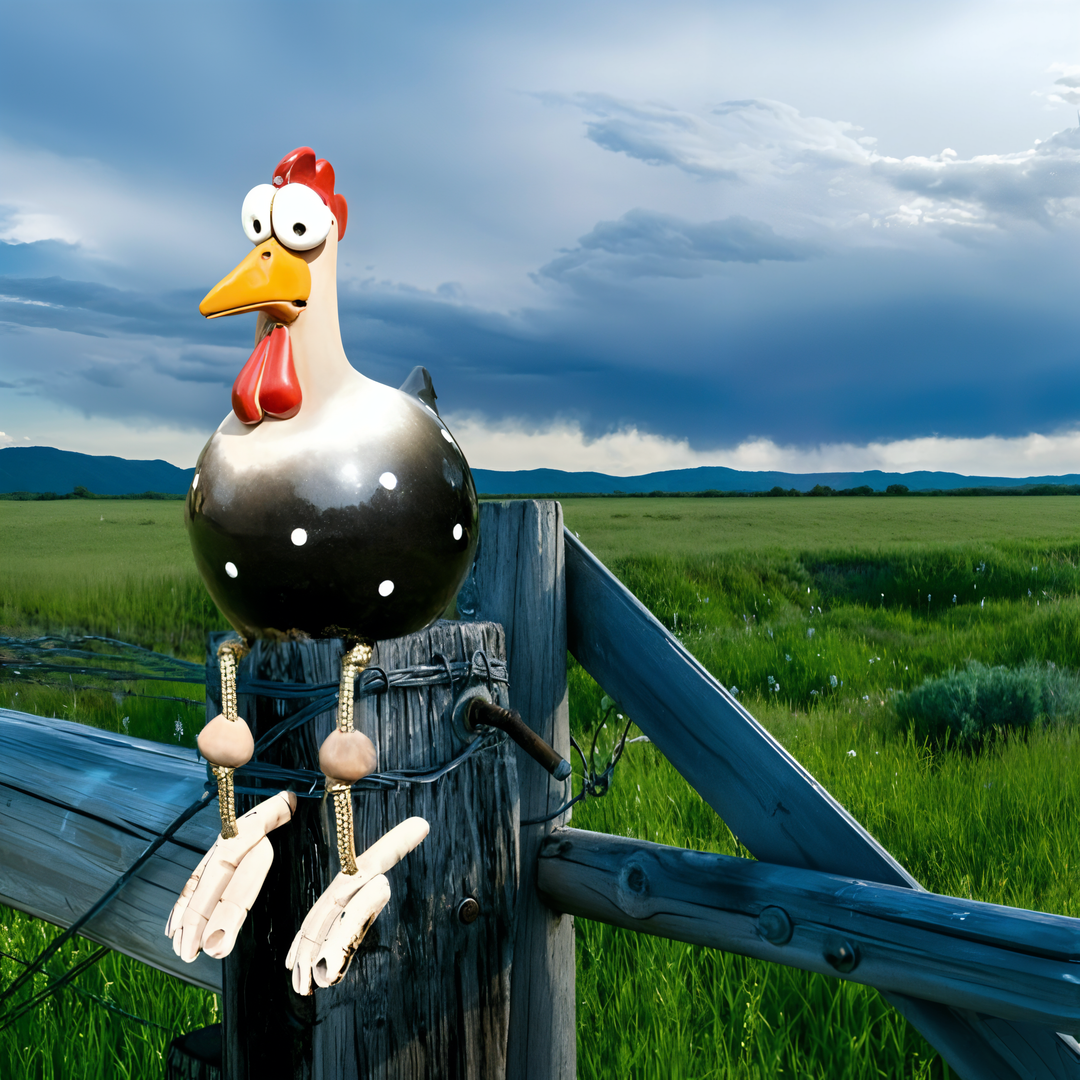 Lisslune | Large Eyes Chicken Statue - Weatherproof Resin Craft - Rooster Garden Statue