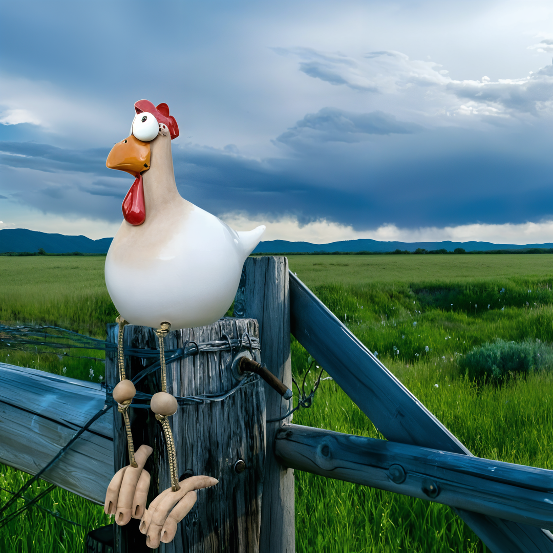 Lisslune | Large Eyes Chicken Statue - Weatherproof Resin Craft - Rooster Garden Statue