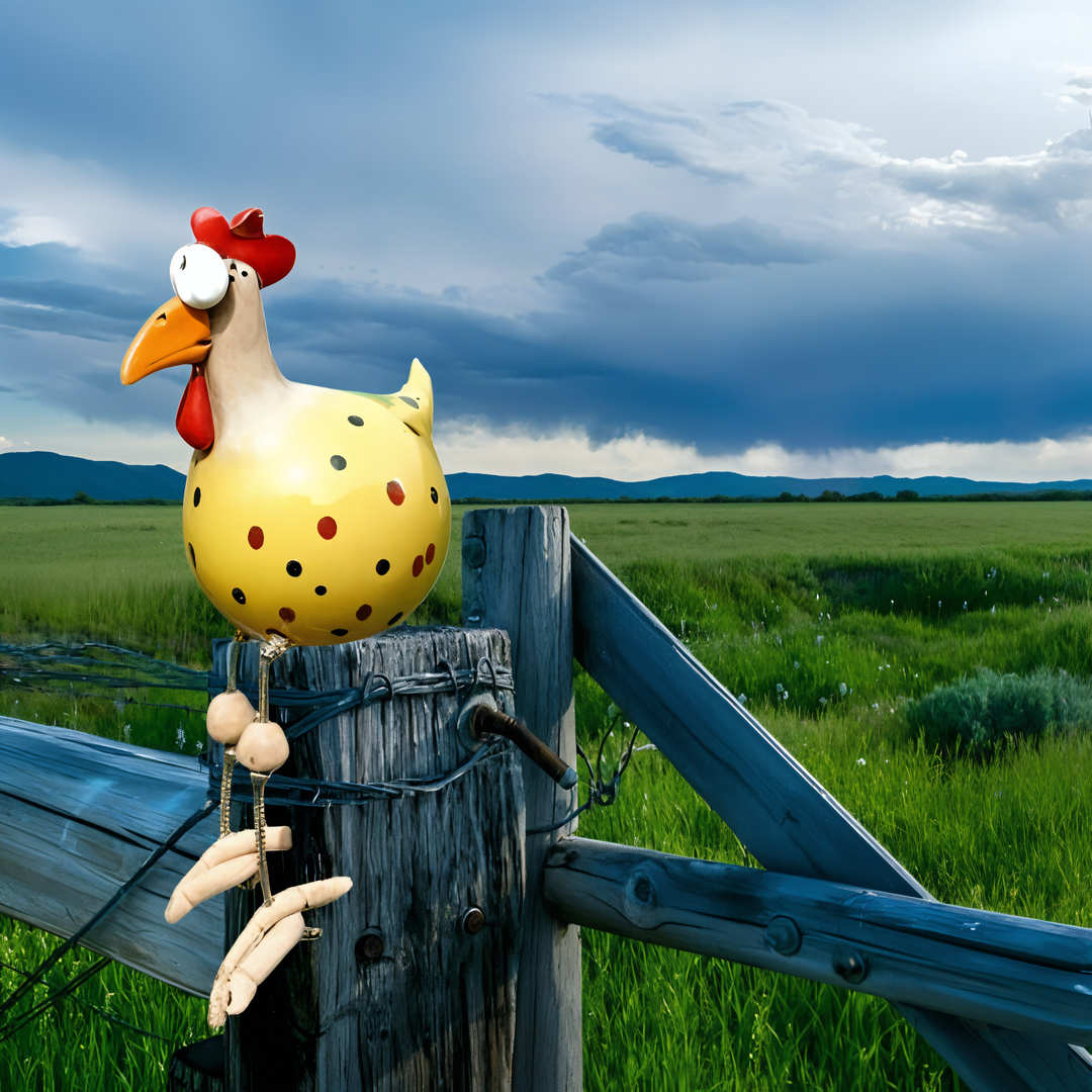 Lisslune | Large Eyes Chicken Statue - Weatherproof Resin Craft - Rooster Garden Statue