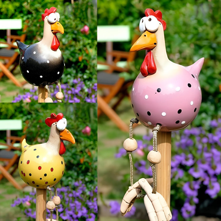 Lisslune | Large Eyes Chicken Statue - Weatherproof Resin Craft - Rooster Garden Statue