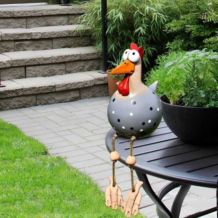 Lisslune | Large Eyes Chicken Statue - Weatherproof Resin Craft - Rooster Garden Statue