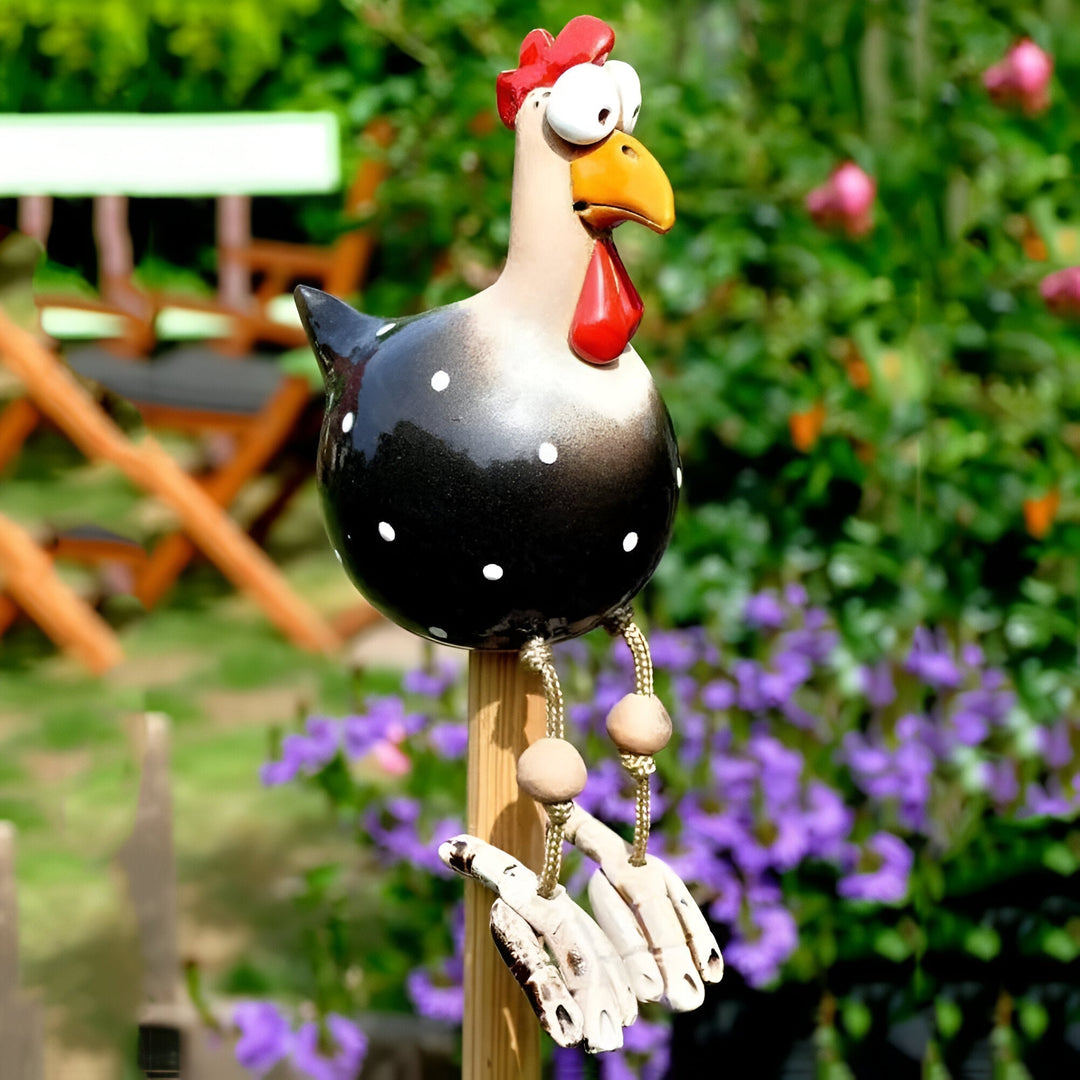 Lisslune | Large Eyes Chicken Statue - Weatherproof Resin Craft - Rooster Garden Statue