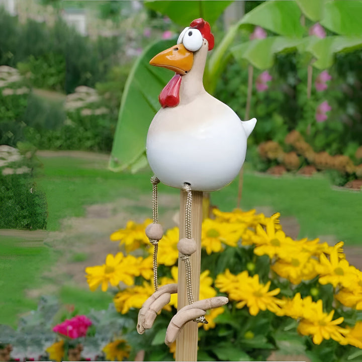 Lisslune | Large Eyes Chicken Statue - Weatherproof Resin Craft - Rooster Garden Statue