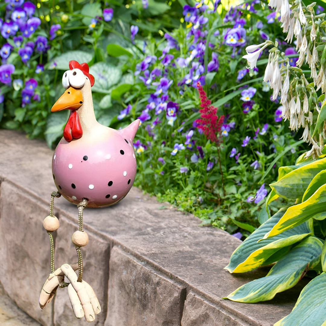 Lisslune | Large Eyes Chicken Statue - Weatherproof Resin Craft - Rooster Garden Statue