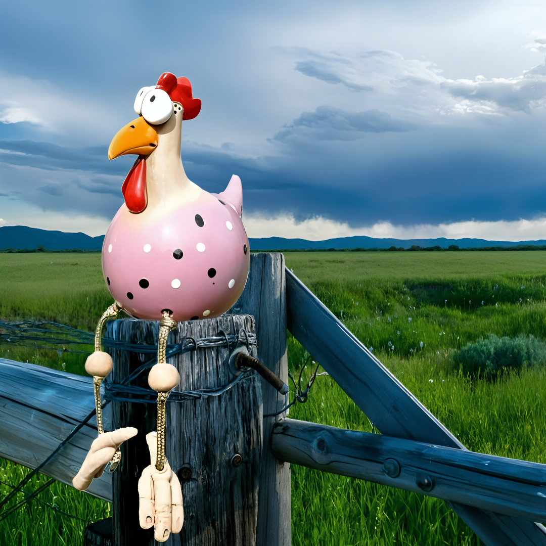 Lisslune | Large Eyes Chicken Statue - Weatherproof Resin Craft - Rooster Garden Statue