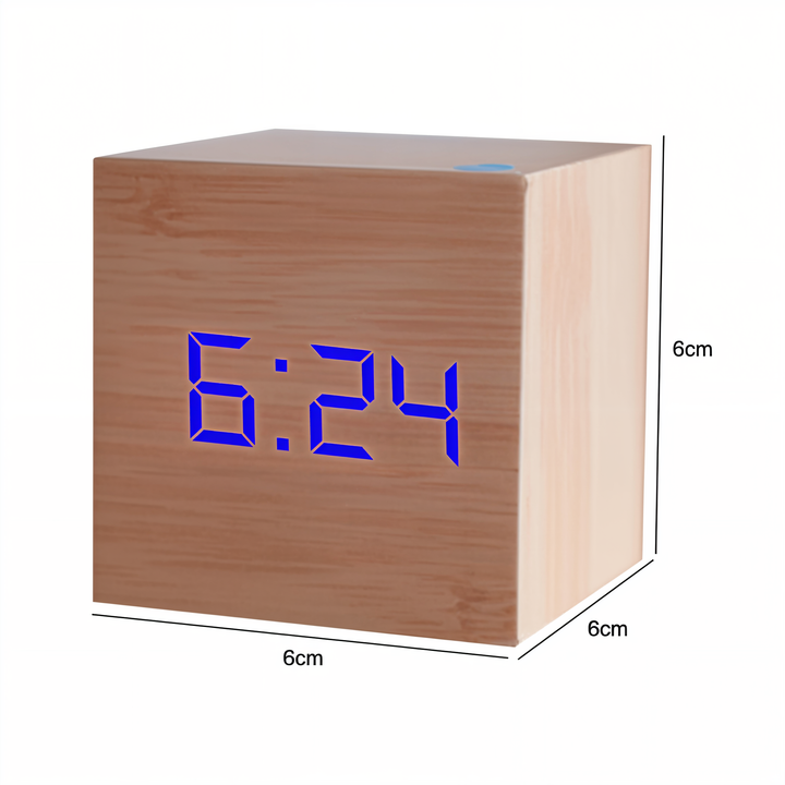 Lisslune | Digital LED Clock - Cube Clock - Wooden Clock