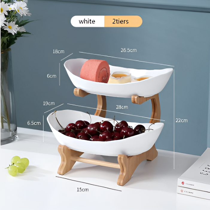 Lisslune | Wooden Tiered Fruit Bowl – Modern Multi-Layer Snack & Fruit Display Stand