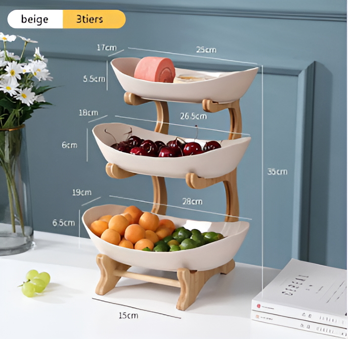 Lisslune | Wooden Tiered Fruit Bowl – Modern Multi-Layer Snack & Fruit Display Stand