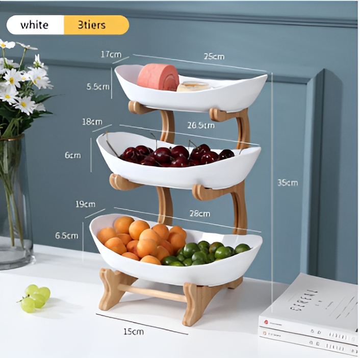 Lisslune | Wooden Tiered Fruit Bowl – Modern Multi-Layer Snack & Fruit Display Stand