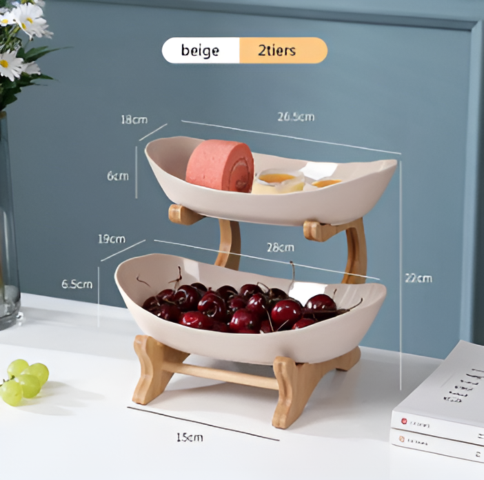 Lisslune | Wooden Tiered Fruit Bowl – Modern Multi-Layer Snack & Fruit Display Stand