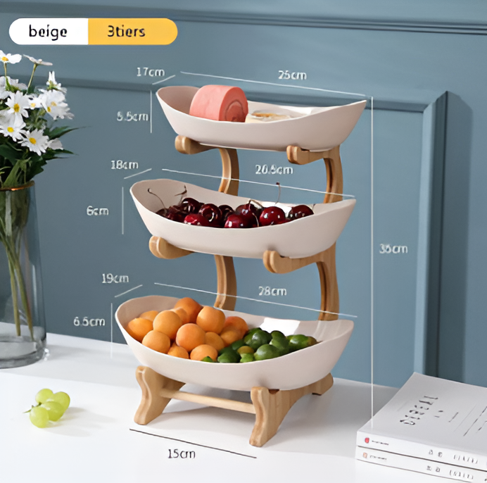 Lisslune | Wooden Tiered Fruit Bowl – Modern Multi-Layer Snack & Fruit Display Stand