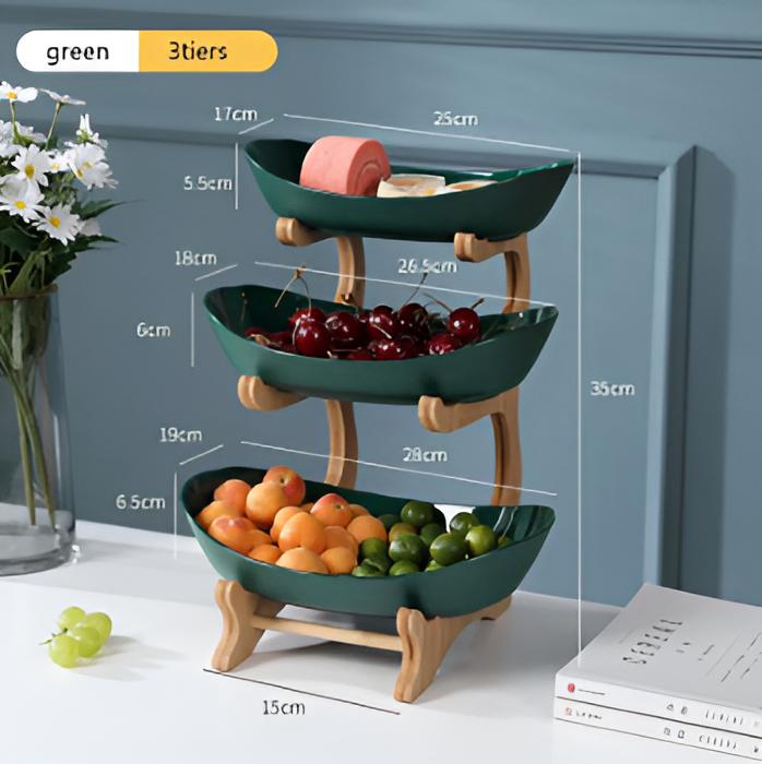 Lisslune | Wooden Tiered Fruit Bowl – Modern Multi-Layer Snack & Fruit Display Stand