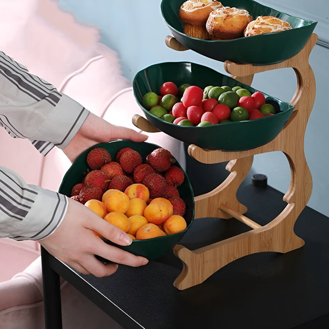 Lisslune | Wooden Tiered Fruit Bowl – Modern Multi-Layer Snack & Fruit Display Stand