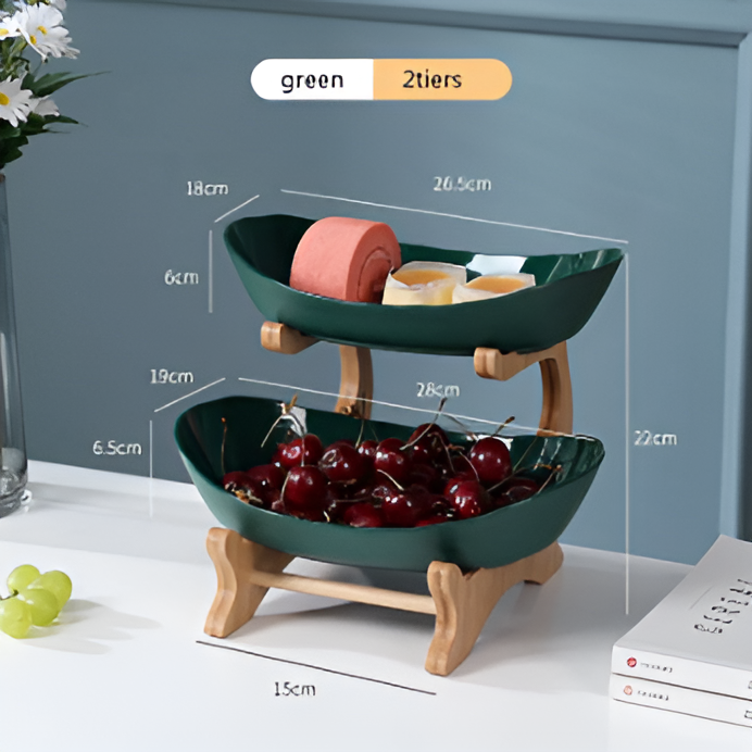 Lisslune | Wooden Tiered Fruit Bowl – Modern Multi-Layer Snack & Fruit Display Stand
