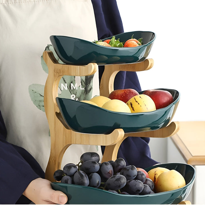 Lisslune | Wooden Tiered Fruit Bowl – Modern Multi-Layer Snack & Fruit Display Stand