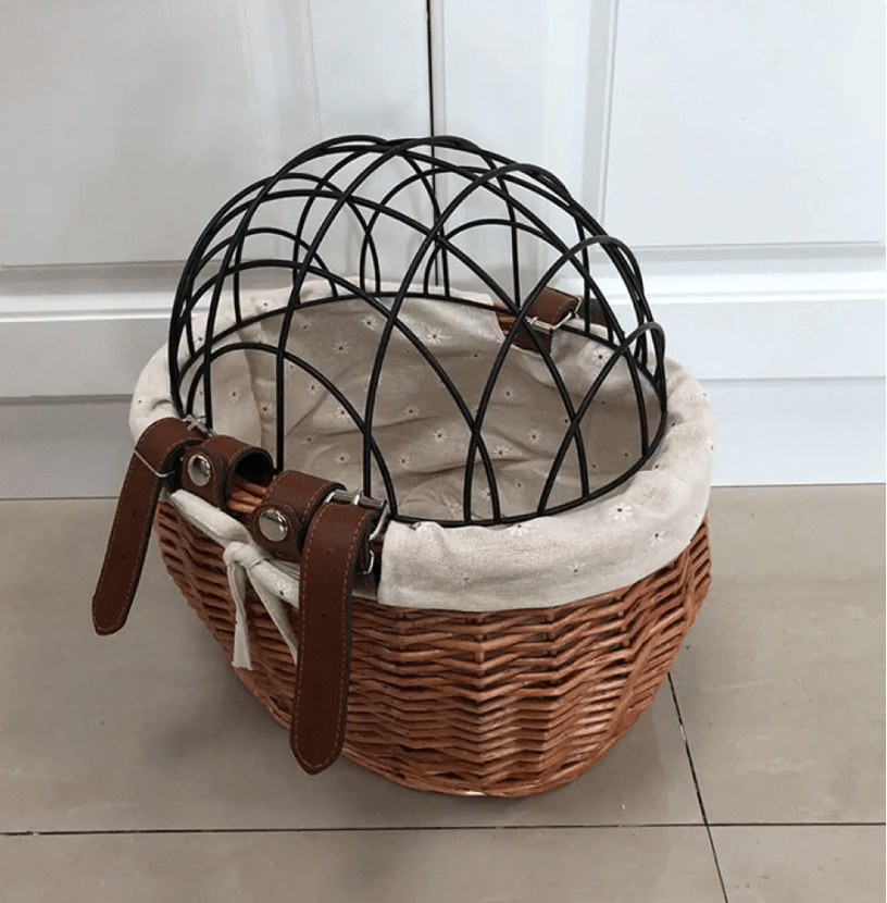 Lisslune | PawRide | Front-Mounted Wicker Dog Bike Basket – Safe, Stylish & Weatherproof