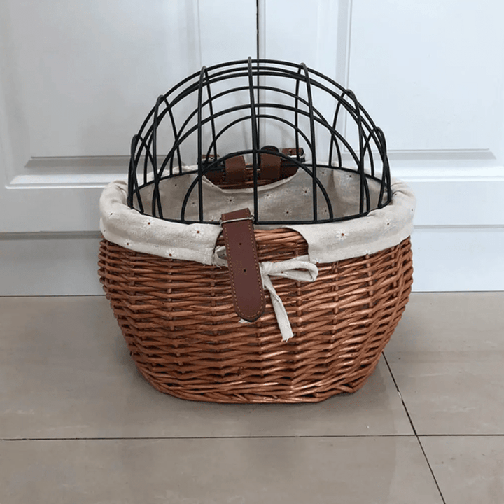 Lisslune | PawRide | Front-Mounted Wicker Dog Bike Basket – Safe, Stylish & Weatherproof