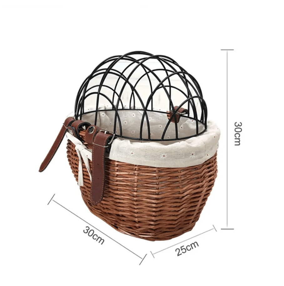 Lisslune | PawRide | Front-Mounted Wicker Dog Bike Basket – Safe, Stylish & Weatherproof