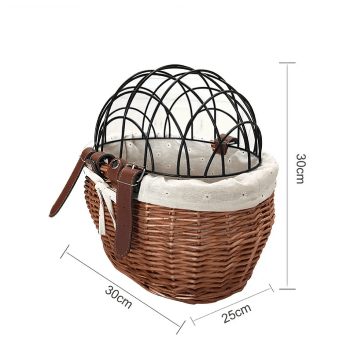 Lisslune | PawRide | Front-Mounted Wicker Dog Bike Basket – Safe, Stylish & Weatherproof