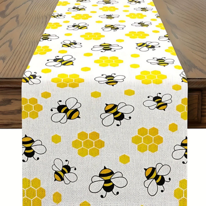 Lisslune | Honeycomb Buzz Linen Table Runner