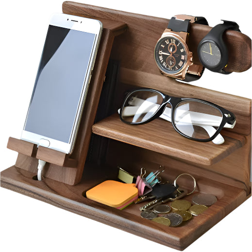 Lisslune | Oliver DeskMate Dock – Charging station and desk organizer made of wood for phones and accessories