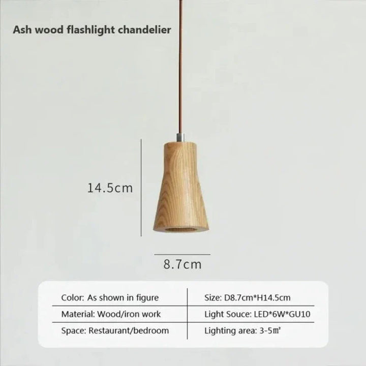 Lisslune | Scandinavian Wooden Pendant Light – Minimalist Design for Living Room and Bedroom | Natural Wood Look