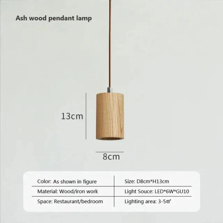 Lisslune | Scandinavian Wooden Pendant Light – Minimalist Design for Living Room and Bedroom | Natural Wood Look