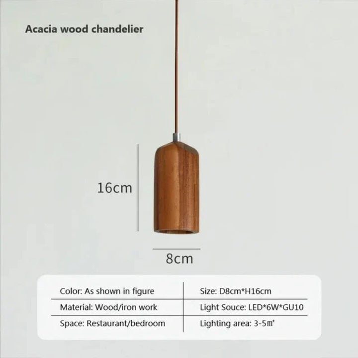 Lisslune | Scandinavian Wooden Pendant Light – Minimalist Design for Living Room and Bedroom | Natural Wood Look
