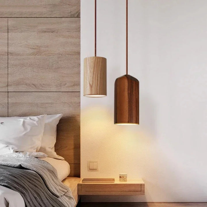 Lisslune | Scandinavian Wooden Pendant Light – Minimalist Design for Living Room and Bedroom | Natural Wood Look