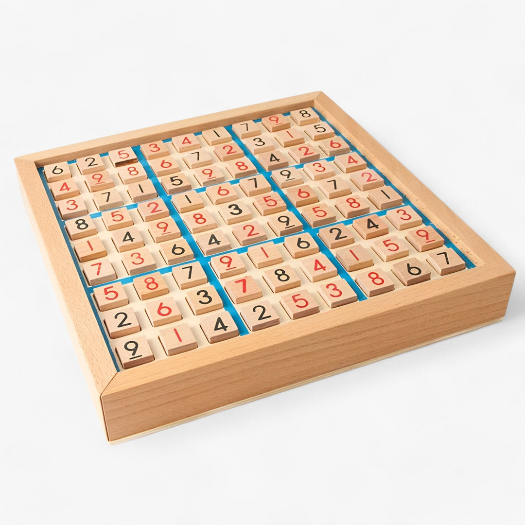 Lisslune | Daan | Wooden Sudoku Board Game with Drawer – Classic Brain Teaser for All Ages