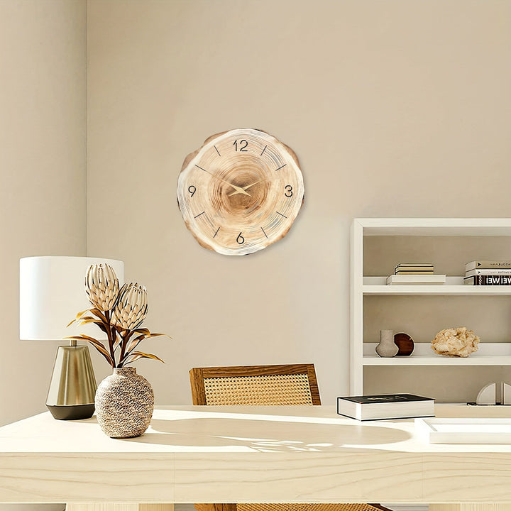 Lisslune | Silent Wooden Wall Clock with Natural Wood Texture