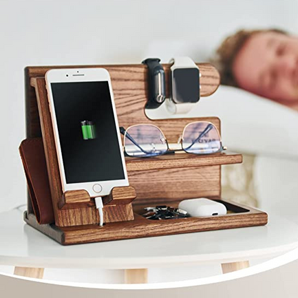 Lisslune | Oliver DeskMate Dock – Charging station and desk organizer made of wood for phones and accessories