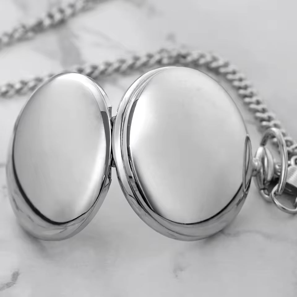 Lisslune | Silver Full Hunter Pocket Watch with Classical and Antique Look - Elaborately designed to be the perfect complement to your wardrobe