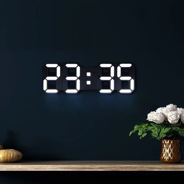 Lisslune | LumiSync 3D LED Wall Clock – Modern Digital Clock with Dimmer Lighting