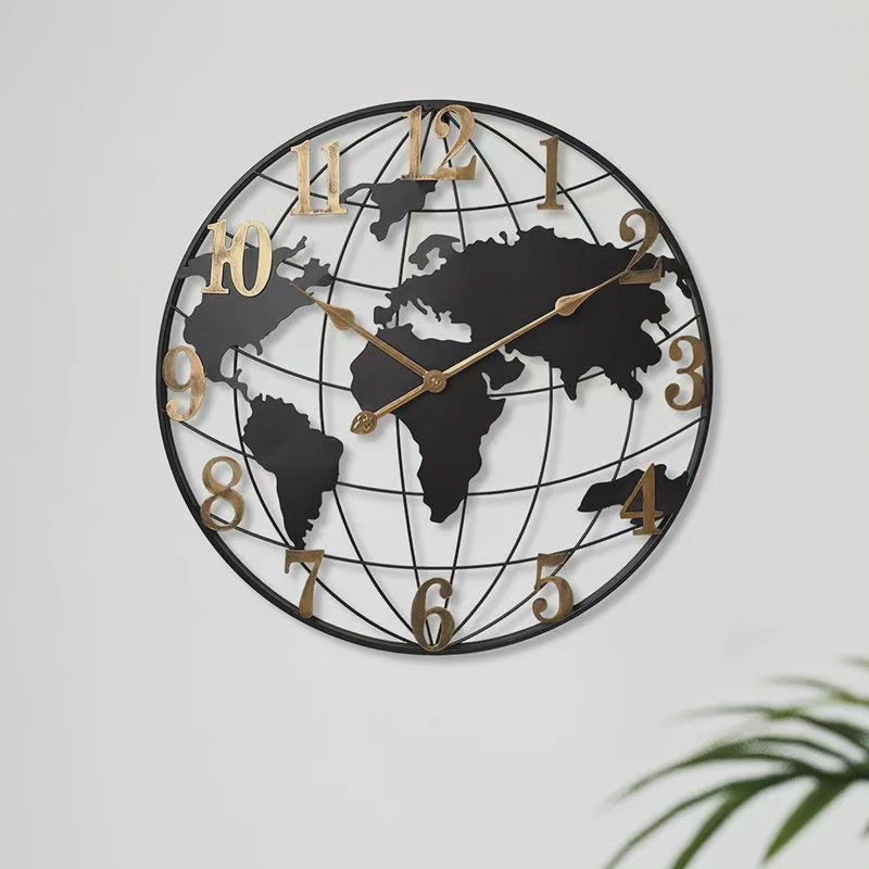 Lisslune | 60cm Large World Map Wall Clock