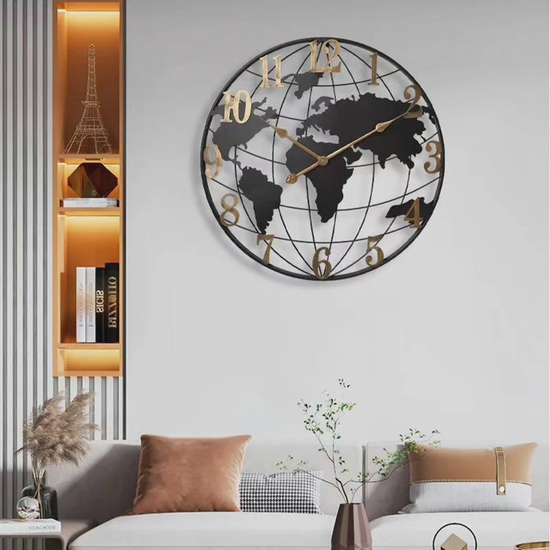 Lisslune | 60cm Large World Map Wall Clock