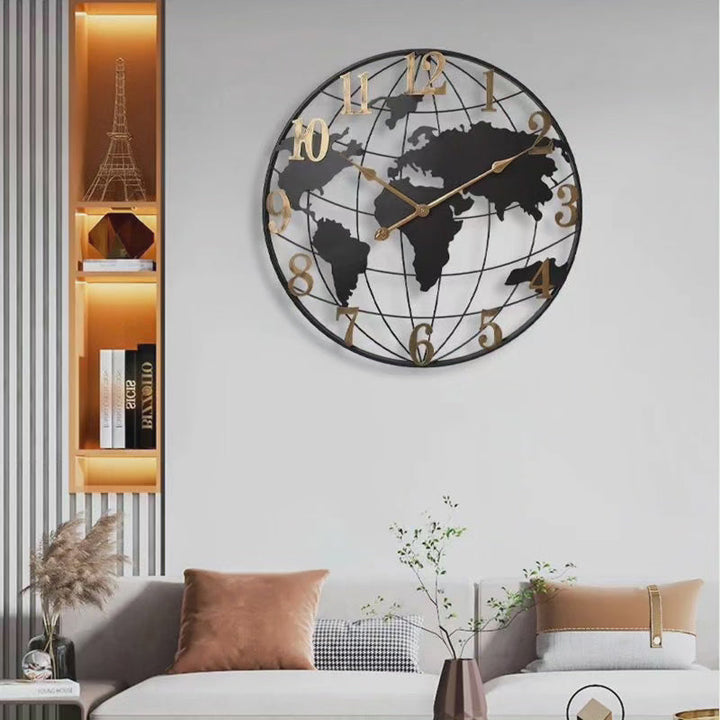 Lisslune | 60cm Large World Map Wall Clock