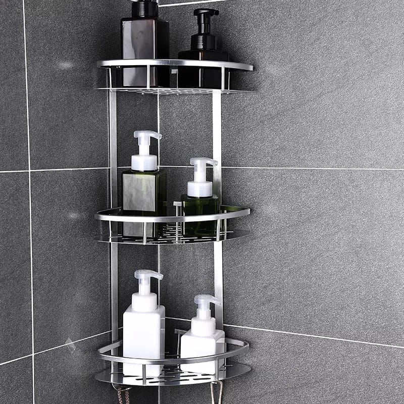 Lisslune | 3-Layer Space Aluminum Bathroom Corner Shelf