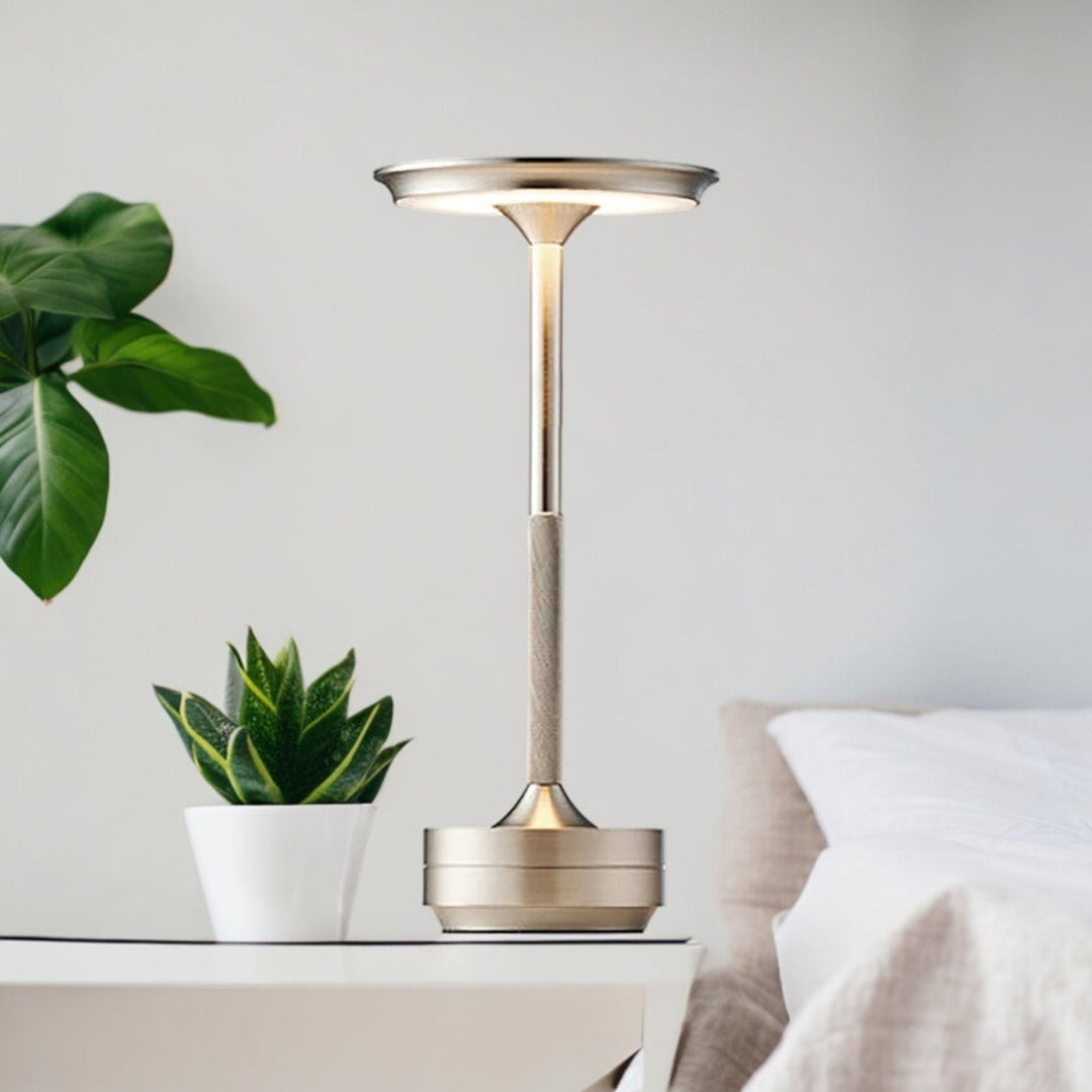 Lisslune | Cordless Rechargeable Modern Aura Table Lamp with Touch Controls | Wireless LED Light for Modern Side Tables and Office Desks | Minimalist Table Lamp