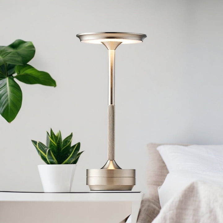 Lisslune | Cordless Rechargeable Modern Aura Table Lamp with Touch Controls | Wireless LED Light for Modern Side Tables and Office Desks | Minimalist Table Lamp