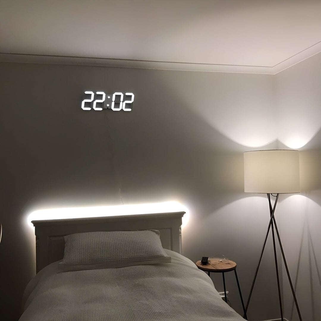 Lisslune | PixelTime Clock – Modern 3D LED Digital Wall Clock with Temperature, Date & Alarm