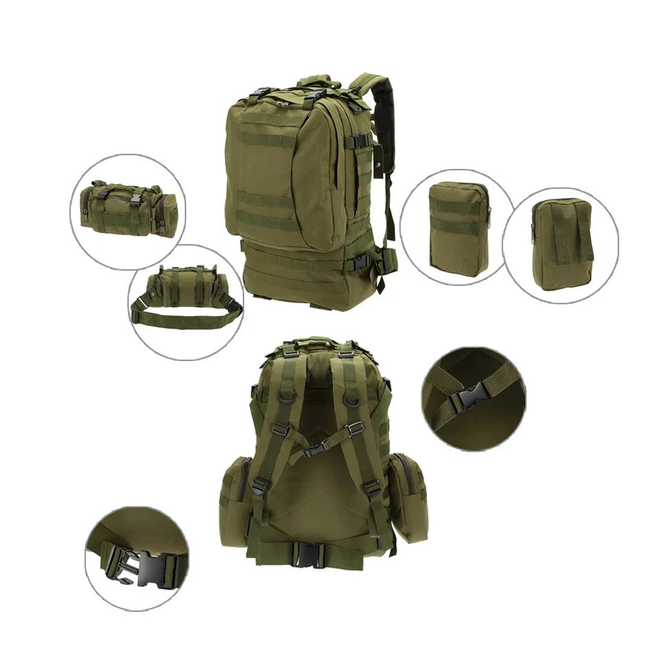 Lisslune | Camping Bags Outdoor Military Molle Tactical Pouch Backpack Backpacks Vintage Hiking Camouflage Waterproof 600D -50L