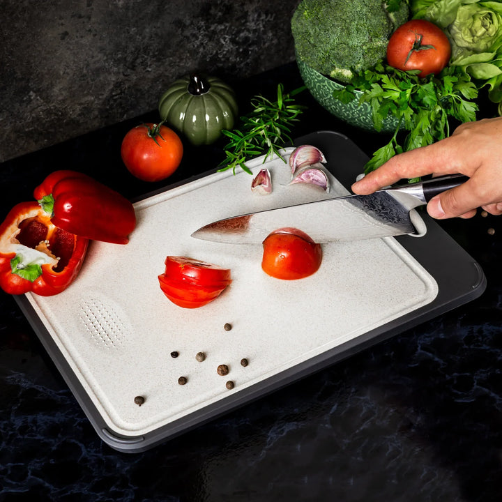 Lisslune | Hygienic stainless steel cutting board with non-slip handle for precise cutting